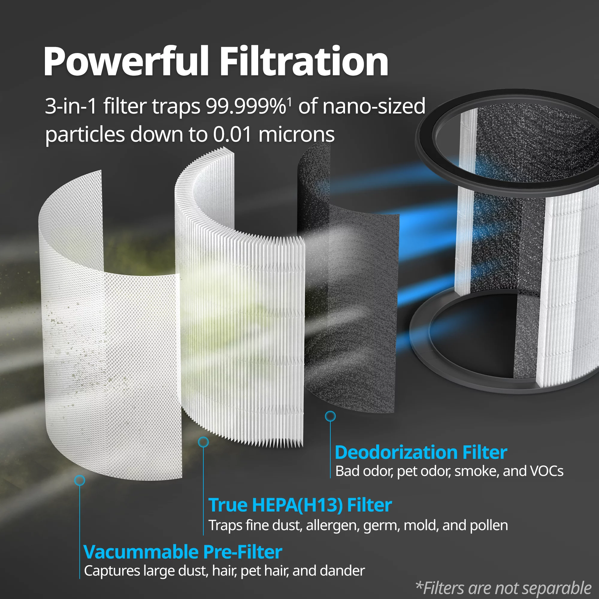 Coway Air Purifier Airmega Aim True HEPA Air Purifier + Fan (2in1), Covers Upto 246 sq ft, Auto Mode, Oscillation, Air Quality & Filter Indicator