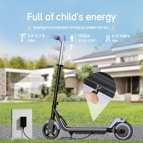 EK6 Kids Electric Scooter for 6-10, 3/6/10mph Speeds for Ultimate Comfort, Adjustable Height Electric Scooter, 150W & Dual Brake Safety