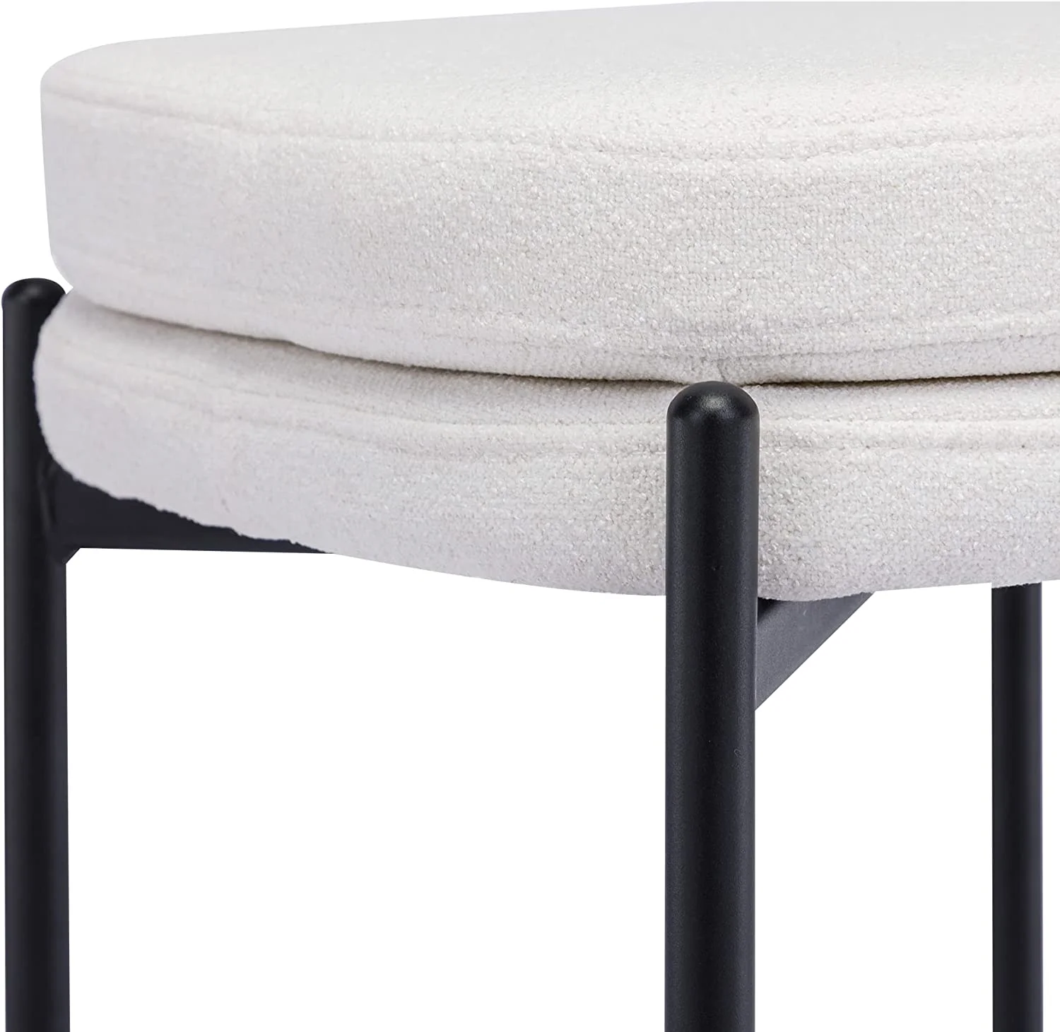 Duhome Boucle Fabric Bar Stools Set of 2 Modern Barstools Counter Stools 26" Stools for Kitchen Island Backless Bar Chairs, Cream White