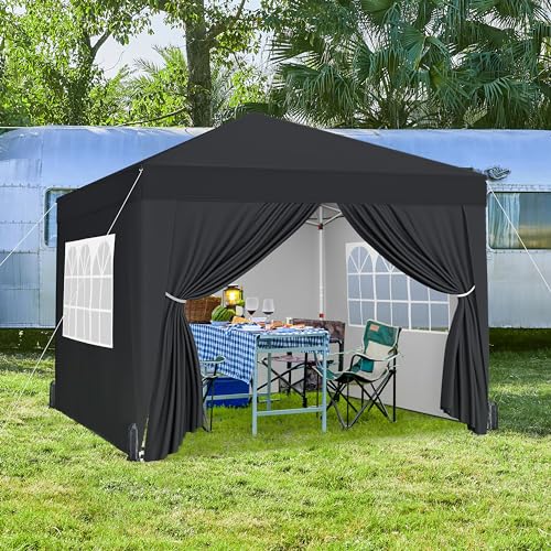 Yaheetech 10x10 Pop Up Canopy with 4 Removable Sidewalls, Portable Enclosed Instant Tent, Waterproof Outdoor Tent, Beach Sun Shelter with 4 Sandbags
