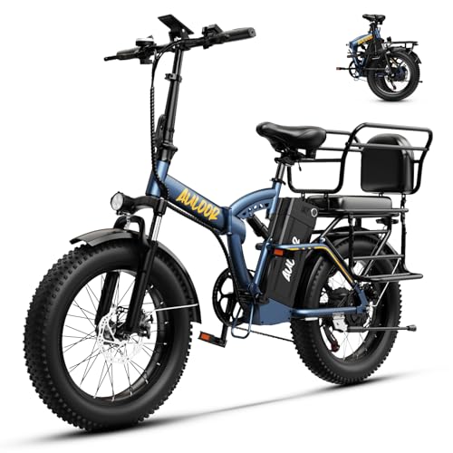 1000W Folding Electric Bike,48V 20AH Removable Battery E Bike,30+MPH,80 Miles Max Range Electric Bike for Adults,20" Fat Tire Foldable ebike