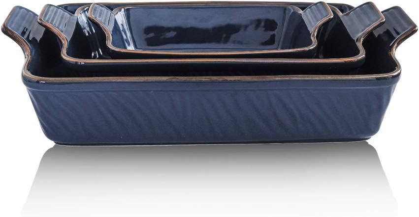 KOOV Bakeware Set, Ceramic Baking Dish Set, Rectangular Casserole Dish Set, Lasagna Pans for Cooking, Cake Dinner, Kitchen, 9 x 13 Inches