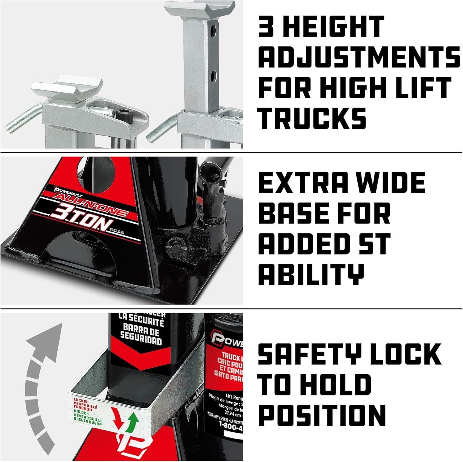 Powerbuilt 3 Ton, Bottle Jack and Jack Stands in One, 6000 Pound All-in-One Car Lift, Heavy Duty Vehicle Unijack, 640912