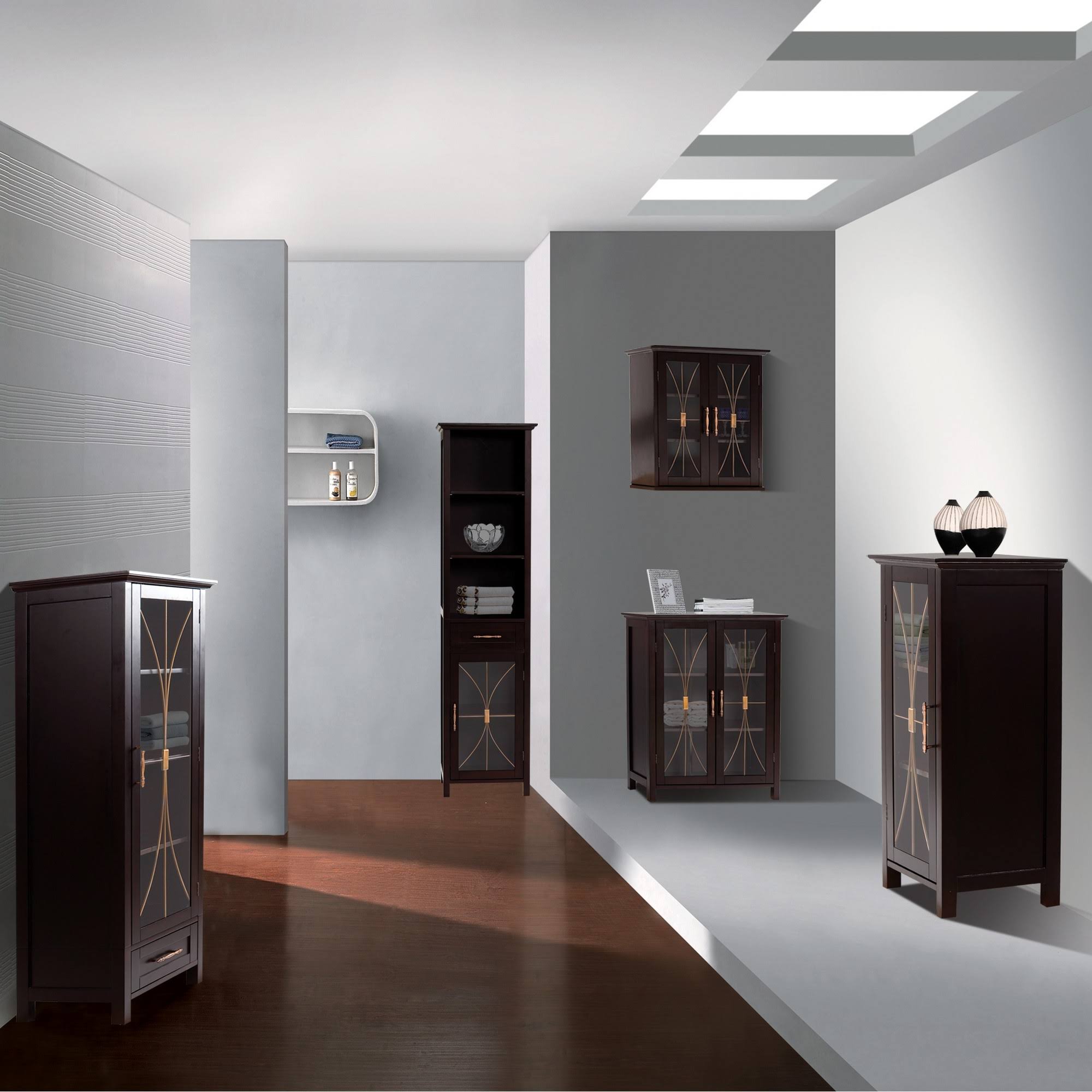 Elegant Home Fashions Delaney Wall Cabinet, Brown