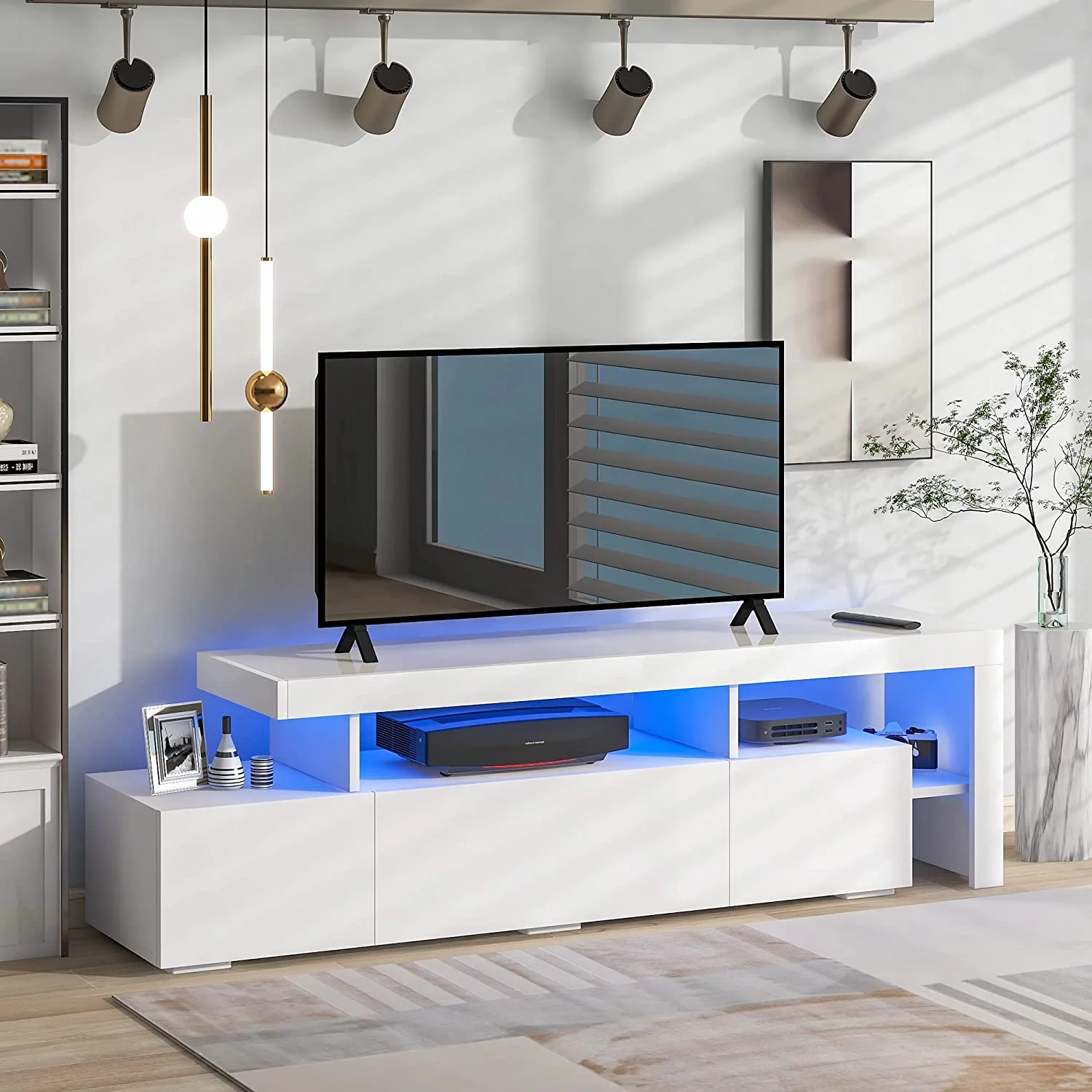 High Gloss LED TV Stand With 16 Colors LED Lights, For Tvs Up To 70 Inches