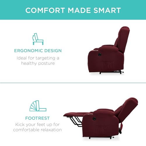 Best Choice Products Modern Linen Electric Power Lift Chair, Recliner Massage Chair, Adjustable Furniture for Back, Legs w/ 3 Positions, USB Port