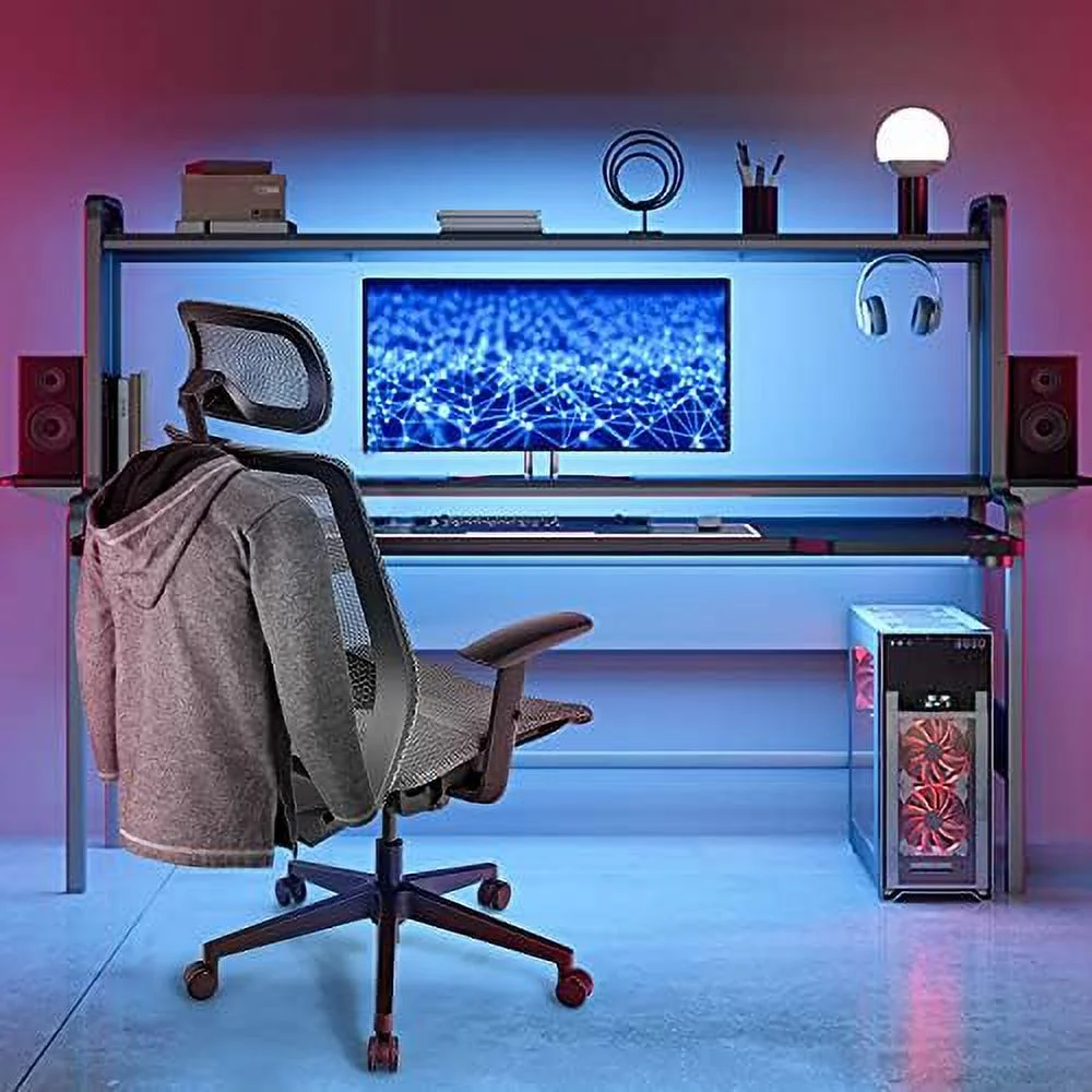 TJUNBOLIFE Ergonomic Mesh Office Chair  Swivel Executive Chair with Reclining High Backrest  Rotatable Headrest  Clothes Hanger and Lumbar Support