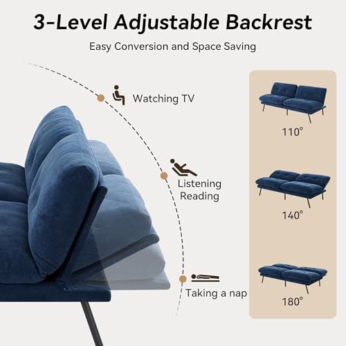 71" Convertible Futon Sofa,Faux Leather Futon Couch Bed,Sleeper Sofa Bed,Memory Foam Modern Folding Small Loveseat for Living Room,Office,Apartment