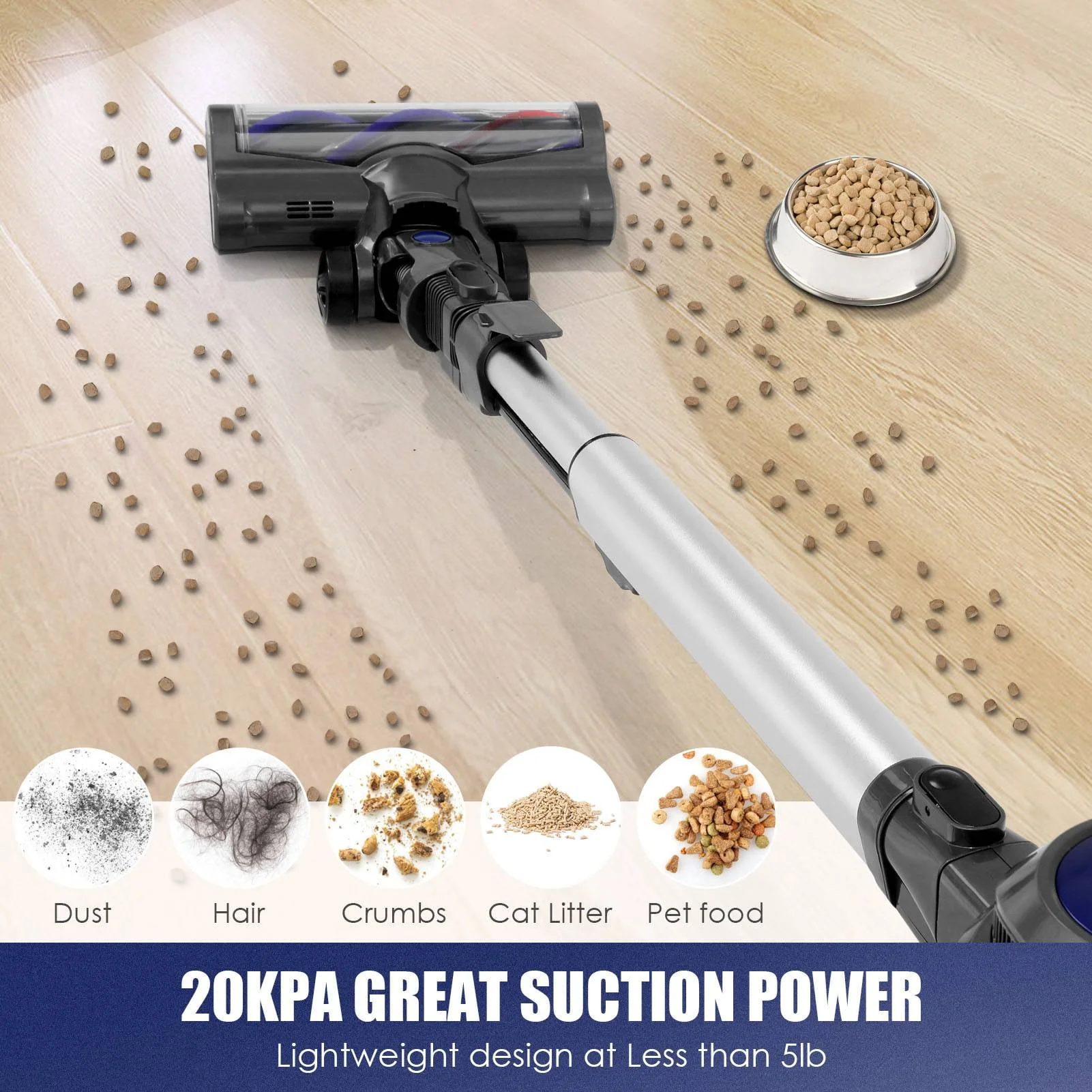 Moosoo Cordless Vacuum 4-in-1 Lightweight Stick Vacuum Cleaner, XL-618A