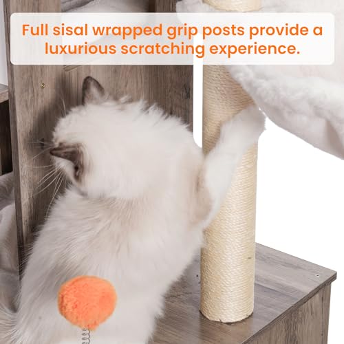 Heybly Cat Tree with Litter Box Enclosure for Indoor Big Cat, Cat Tower for Large Cats 20 lbs Heavy Duty