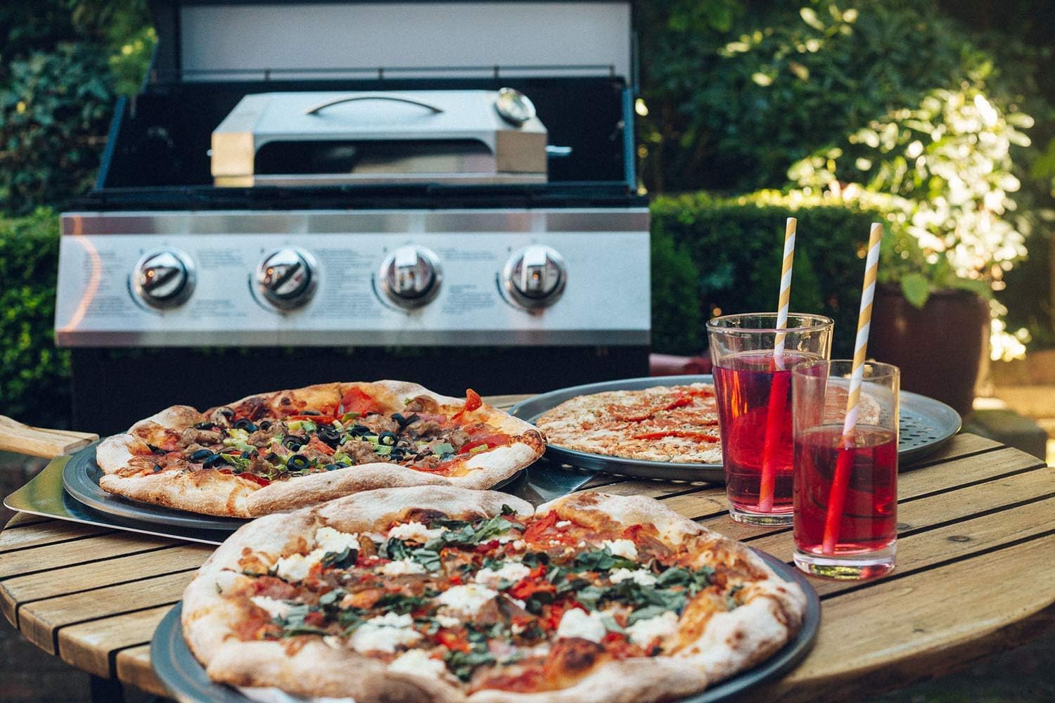 only fire Universal Stainless Steel Pizza Oven Kit Fits for Most Gas Grilll - Set of 4 Professional Pizza Baking Tools Including Pizza Chamber