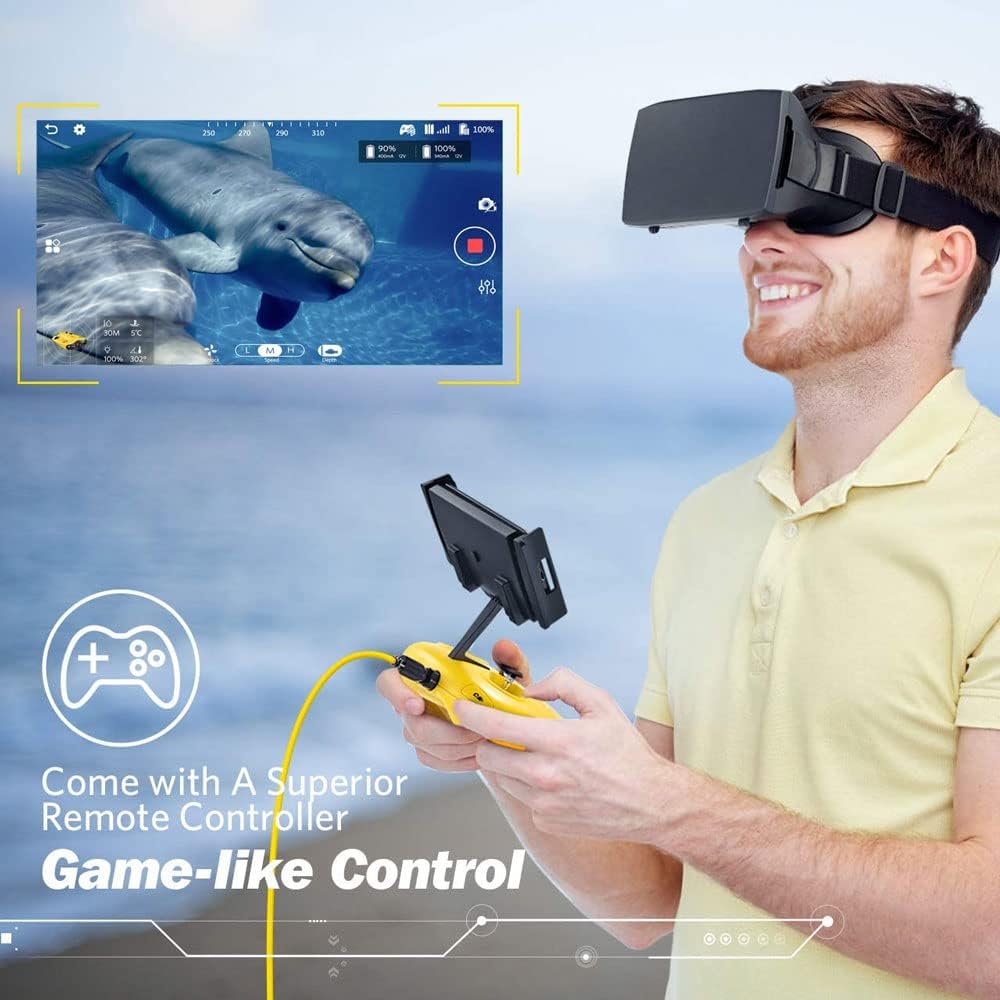 Underwater Drone Underwater Omnidirectional Movement 4K UHD Camera VR Headset Real-Time Control LED True 360° Ultra Wide Angle Posture Lock Slow