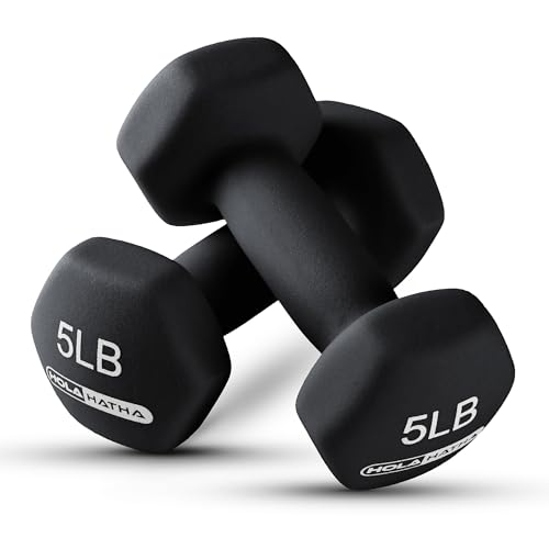 HolaHatha Neoprene Dumbbell Free Hand Weight Set with Rack, Ideal for Home Exercises to Gain Tone and Definition