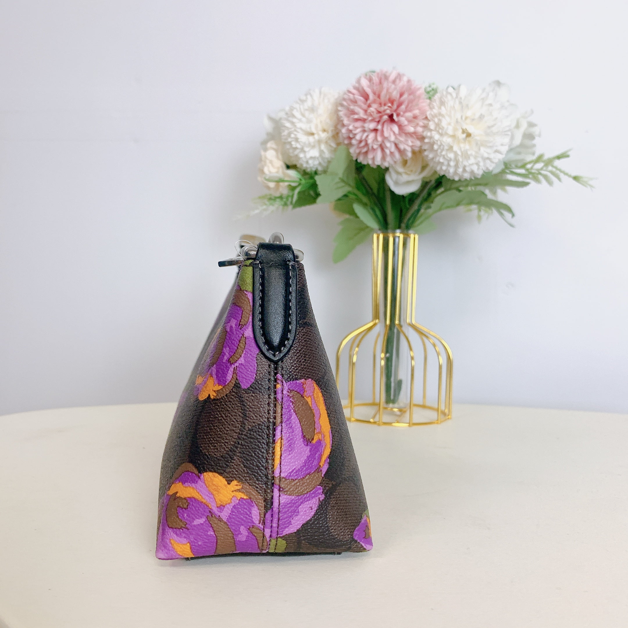 Coach CL406 Charlotte Shoulder Bag In Signature Canvas With Rose Print IN Brown Iris Multi - Radiant Selections