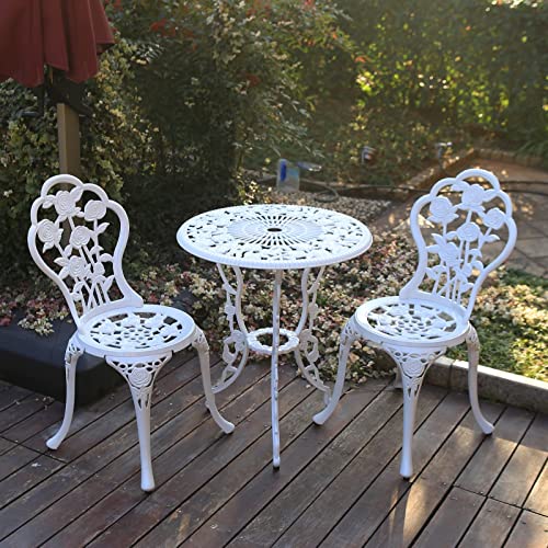 C/G 3 Piece Bistro Set,Outdoor Patio Set,Anti-Rust Cast Aluminum Bistro Table Set for Park Yard Front Porch Furniture(Antique Copper)