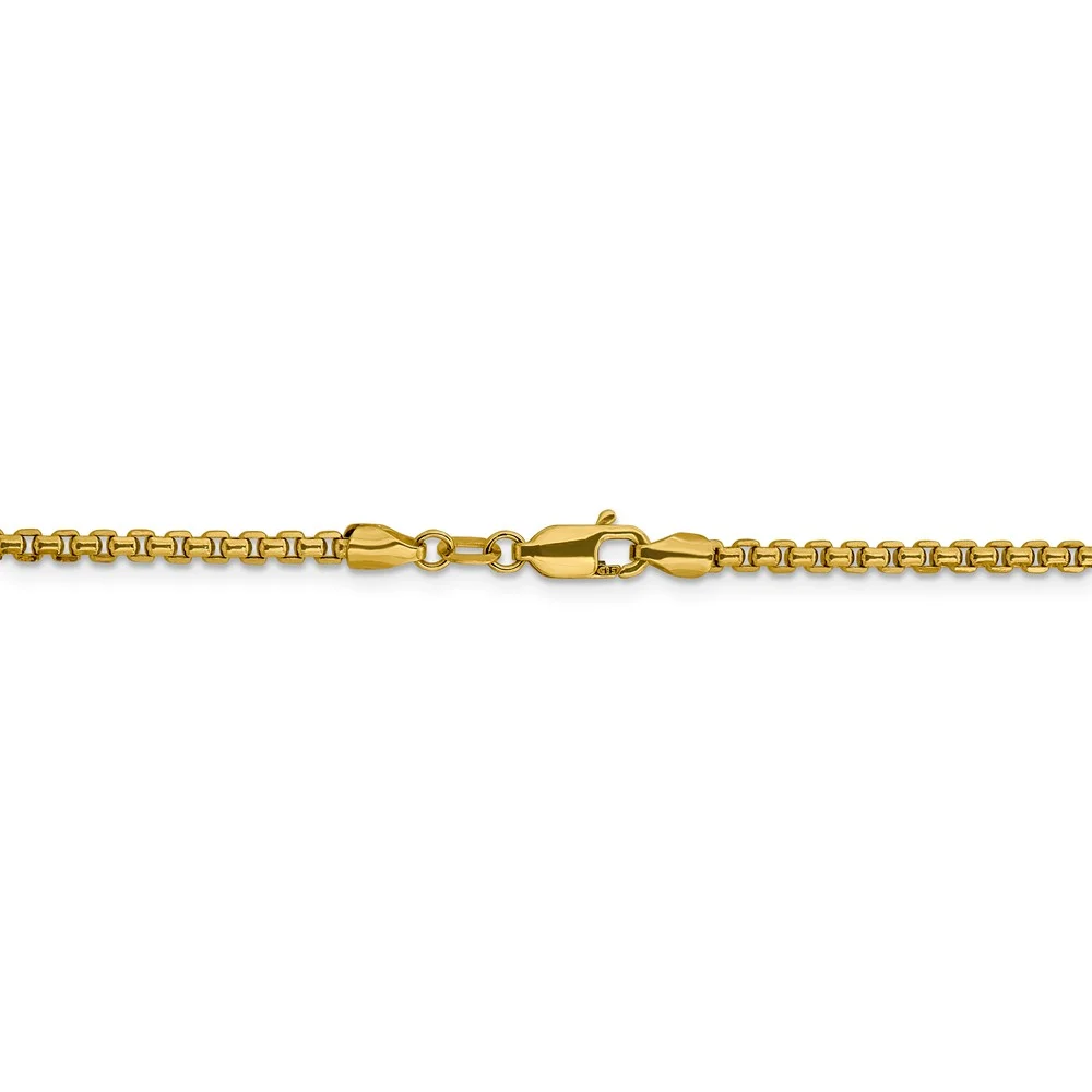 Leslie's Real 14kt Yellow Gold 2.4mm Diamond Cut Round Box Chain; 18 inch; Lobster Clasp; for Adults and Teens; for Women and Men