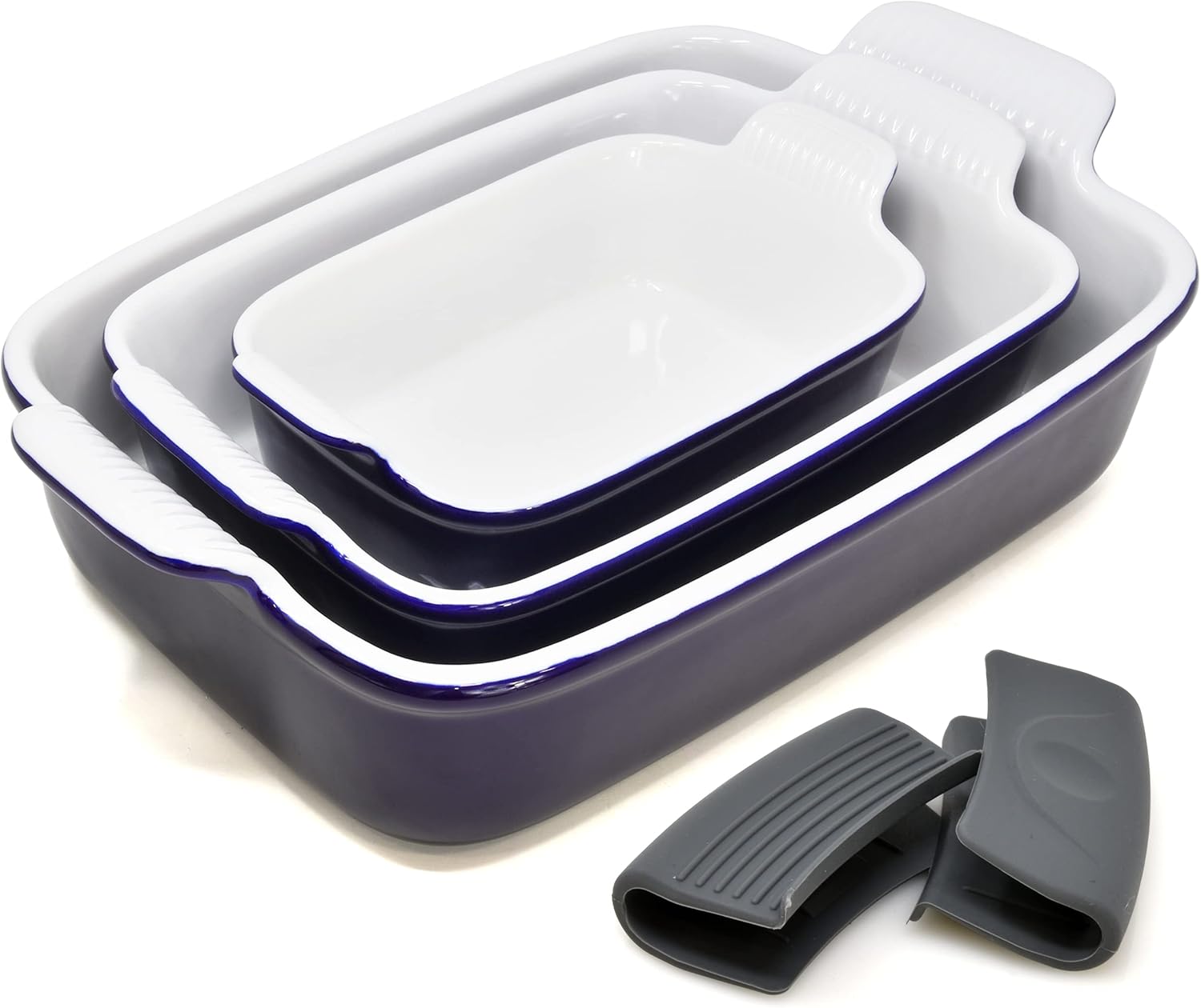 Ceramic Bakeware Set, Casserole Baking Dish Ceramic 3 Piece Rectangular Porcelain Bakeware Serving Dish Lasagna Pan Stoneware for Oven, Microwave