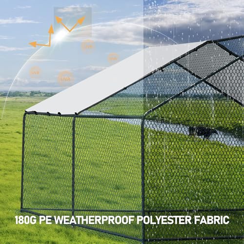 Outvita Chicken Coop, 13×10 FT Large Metal Chicken House, Poultry Habitat Cage with Waterproof Cover