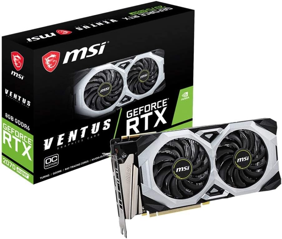 MSI Gaming GeForce RTX 2070 Super 8GB GDRR6 256-bit HDMI/DP NVLink Torx Fan Turing Architecture Overclocked Graphics Card (RTX 2070 Super Ventus OC)