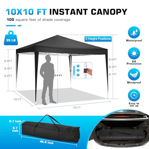 COBIZI Canopy 10x20 Pop Up Canopy Tent with 6 Sidewalls Party Tents for Parties Weddings Backyard Waterproof Canopy Outdoor Commercial Canopy Event