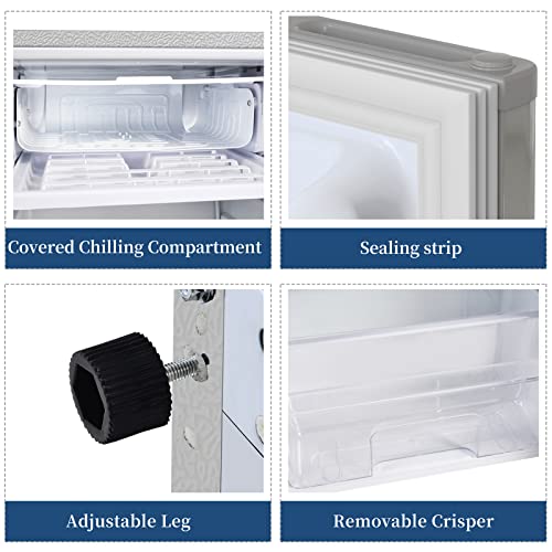 Compact Refrigerator, 3.2 Cu.ft Freestanding mini Fridge with Freezer and Reversible Door, 5 Settings Temperature Adjustable, 37dB Quiet
