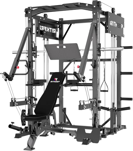 Smith Machine with Jammer Arms & Leg Press with Adjustable Dual Pulley Ratio (1:1 & 2:1), PMAX-4750 All-in-One Commercial & Home Gym Equipment
