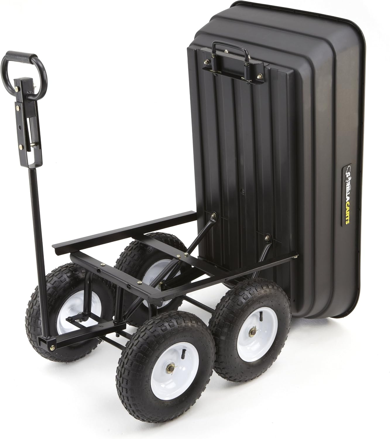 Gorilla Carts GOR200B Poly Garden Dump Cart with Steel Frame and 10-Inch Pneumatic Tires, 600-Pound Capacity, 36-Inch by 20-Inch Bed, Black Finish