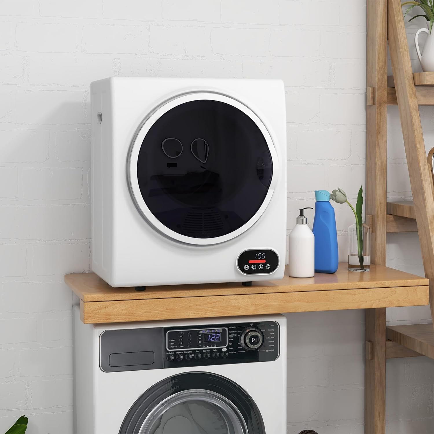 HOMCOM Portable Clothes Dryer, 120V 850W Compact Laundry Dryer with Intelligent Drying, 1.5 cu.ft Stainless Steel Drum