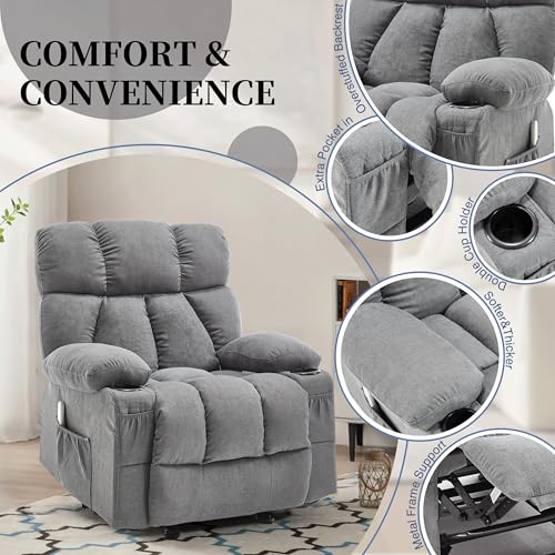 Recliner Chair with Massage and Heat, Rocker Recliner Chairs for Adults, Overstuffed Nursery Rocking Chairs for Living Room