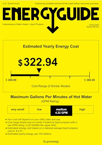 GASLAND BE158 Propane Tankless Water Heater 6L, Outdoor Portable Hot Water Heater, Overheating Protection, Easy to Install