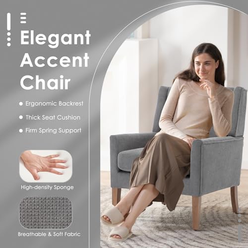 COLAMY Modern Wingback Living Room Chair, Upholstered Fabric Accent Armchair