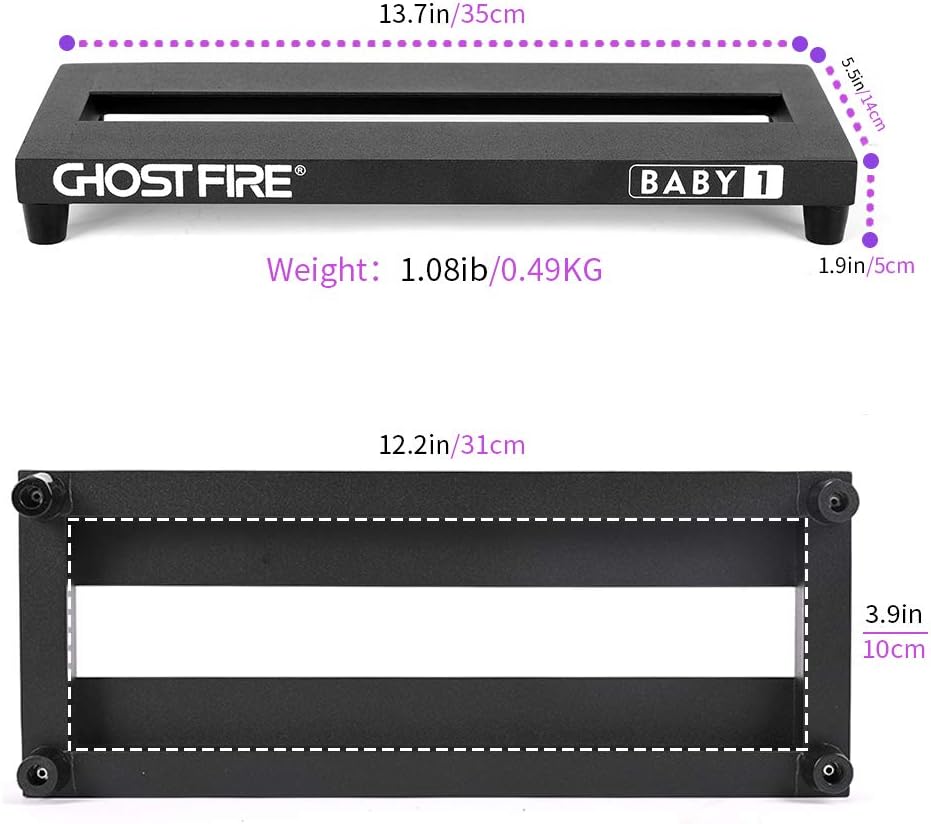Ghost Fire Guitar Pedal Board Aluminum Alloy Effect Pedalboard with Carry Bag,V series (V-BABY MAX（Deluxe Edition）)