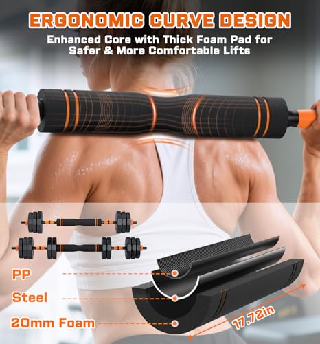 5-in-1 Adjustable Dumbbell Set, 33/44/66/88lbs Free Weights Set with Connector, Used as Kettlebells, Barbell, Push up Stand, Standard 1" Plates