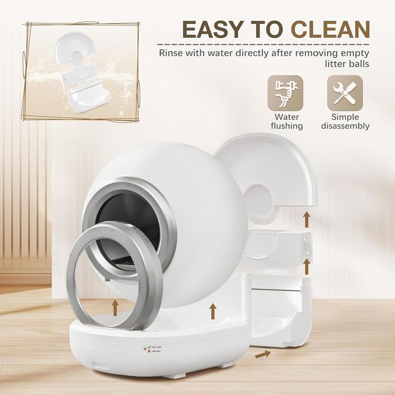 Greesum Self Cleaning Automatic Cat Litter Box, Litter Robot for Multiple Cats, Safe/APP Control/Low Noise Litter Box with Mat and 2 Roll Garbage Bags