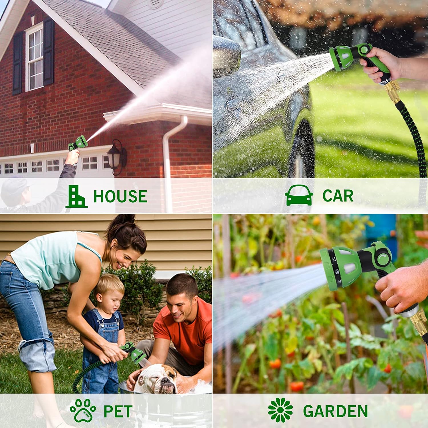 Augtarlion 100 ft Expandable Garden Hose with 10 Function Sprayer, Leak-proof Lightweight Expanding Garden Water Hose with 100% Solid Brass Fittings