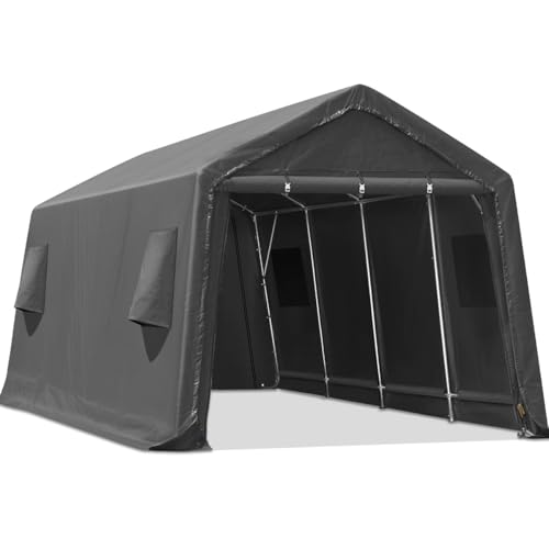 ADVANCE OUTDOOR 10x10 ft Heavy Duty Outdoor Patio Portable Canopy Storage Shelter Shed Carport with 2 Roll up Zipper Doors & Vents for Snowmobile