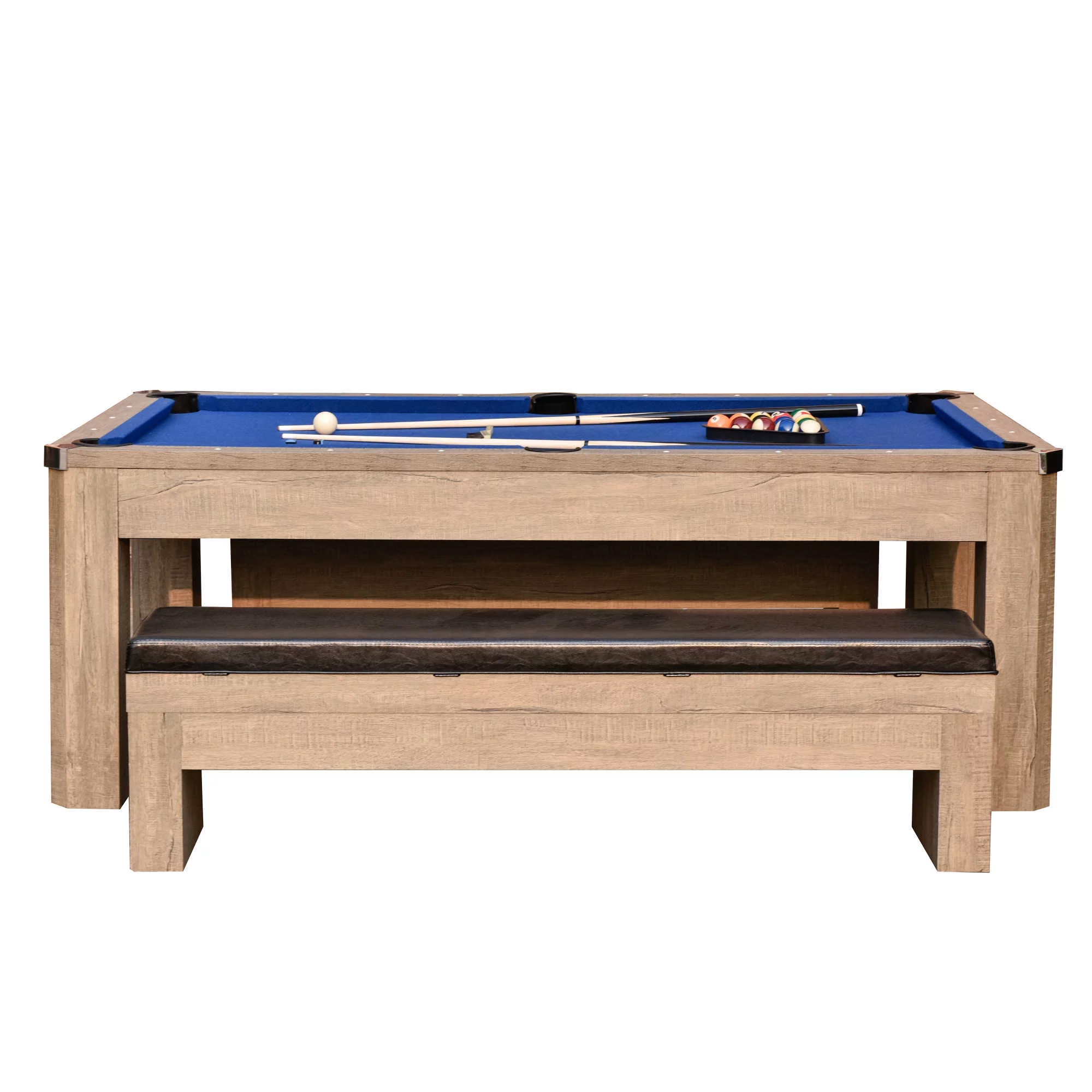 Hathaway Newport 7-ft Pool Table Combo Set with Benches - Rustic Gray Finish