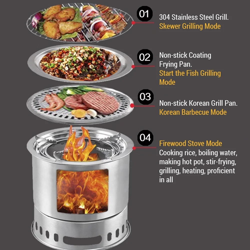 Lixada Camping Stove 4 In 1 Portable Multi-functional for Picnic Backpacking Wood Use