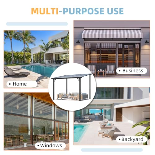 AECOJOY 10&rsquo; x 10&rsquo; Gazebo, Wall Mounted Gazebos Pergola on Clearance, Outdoor Patio Lean to Gazebo Awnings for Deck, Porch
