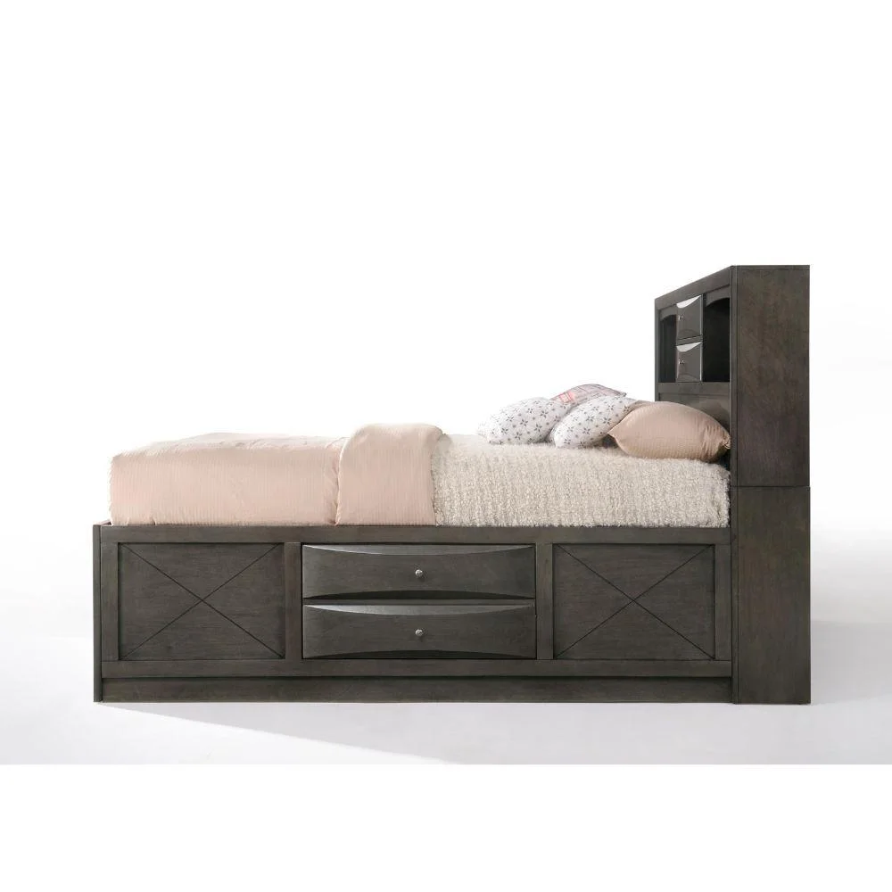 Gray Oak Wood Full 6PCS Bedroom Set w/ Storage by Acme Ireland 22710F-6pcs
