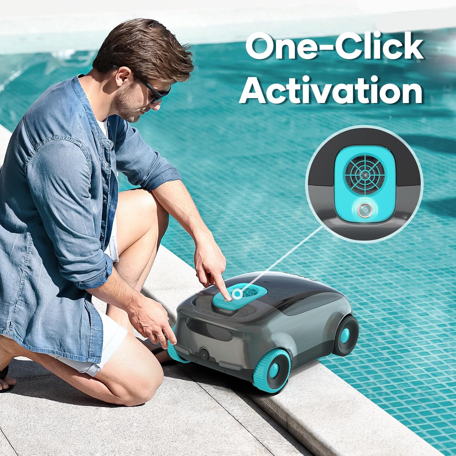 AIPER Scuba E1 Cordless Robotic Pool Cleaner with Dual-Filtration, Lasts up to 100-130 Mins, Self-Parking Technology