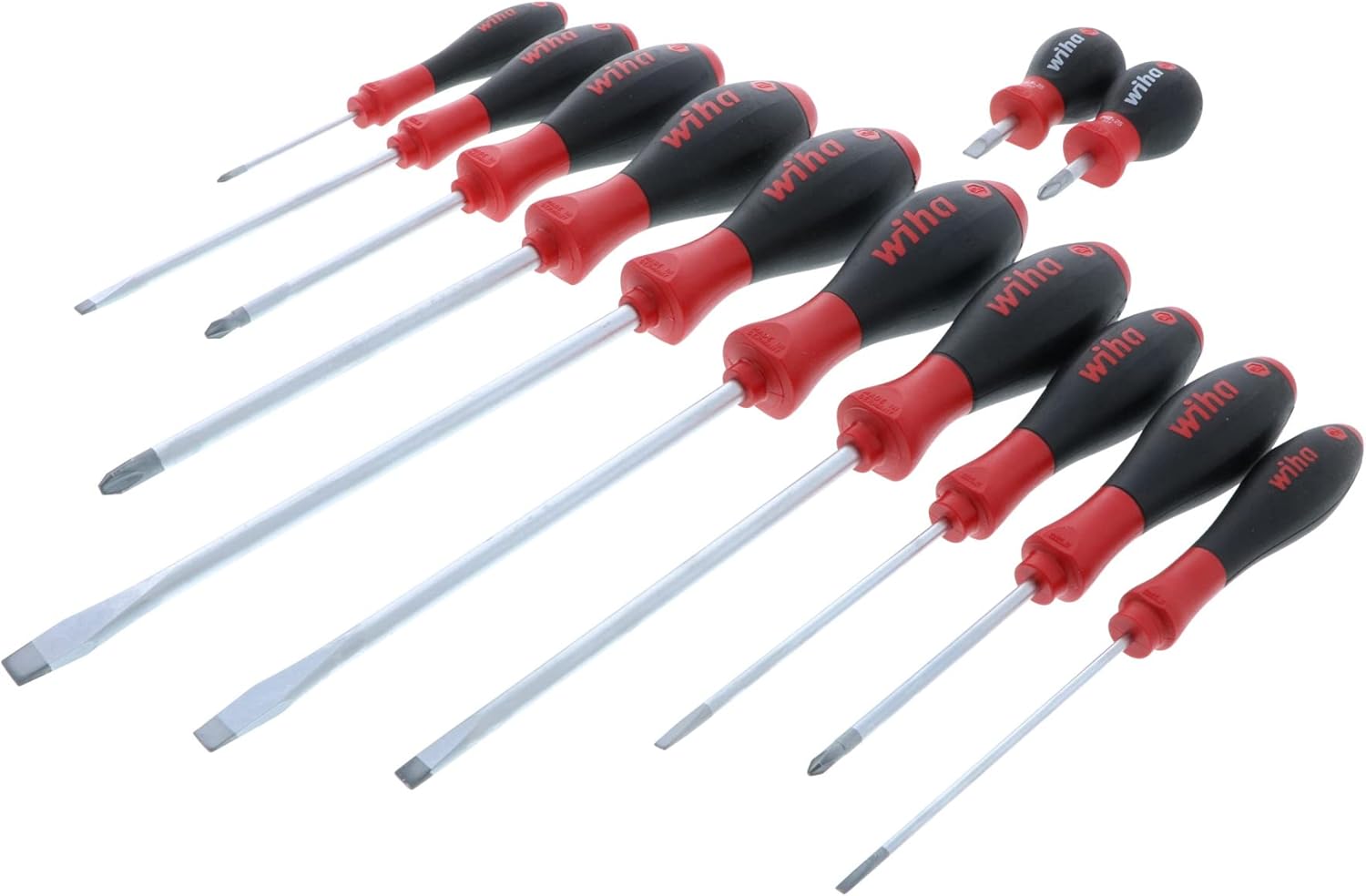 Wiha 30297 12-Piece Slotted and Phillips Screwdriver Set with Soft Finish Handles Pack of 2