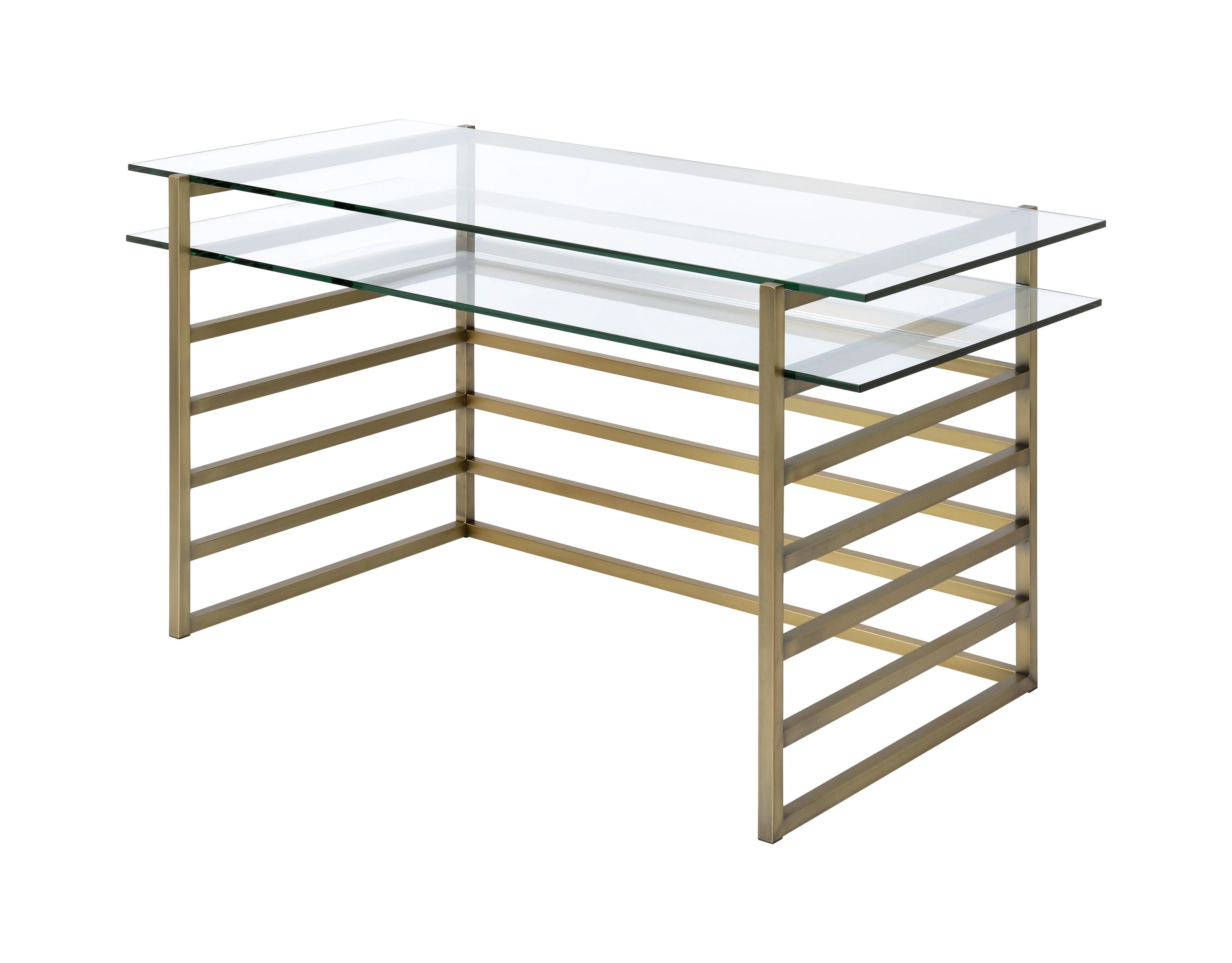 ACME Shona Desk in Antique Gold & Clear Glass 92535