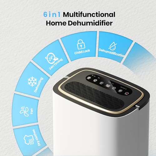 5000 Sq.Ft Dehumidifier, 50PT/24H Dehumidifiers with Hose for Basement, Large Compressor Dehumidifier for Home/Office/Bedroom/Laundry