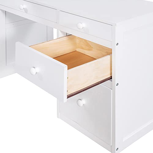 Harper & Bright Designs Full Size Loft Bed with Wardrobe and Desk, Solid Wood Loft Bed Frame with Storage, for Kids Teens Adults (Full Size, White)