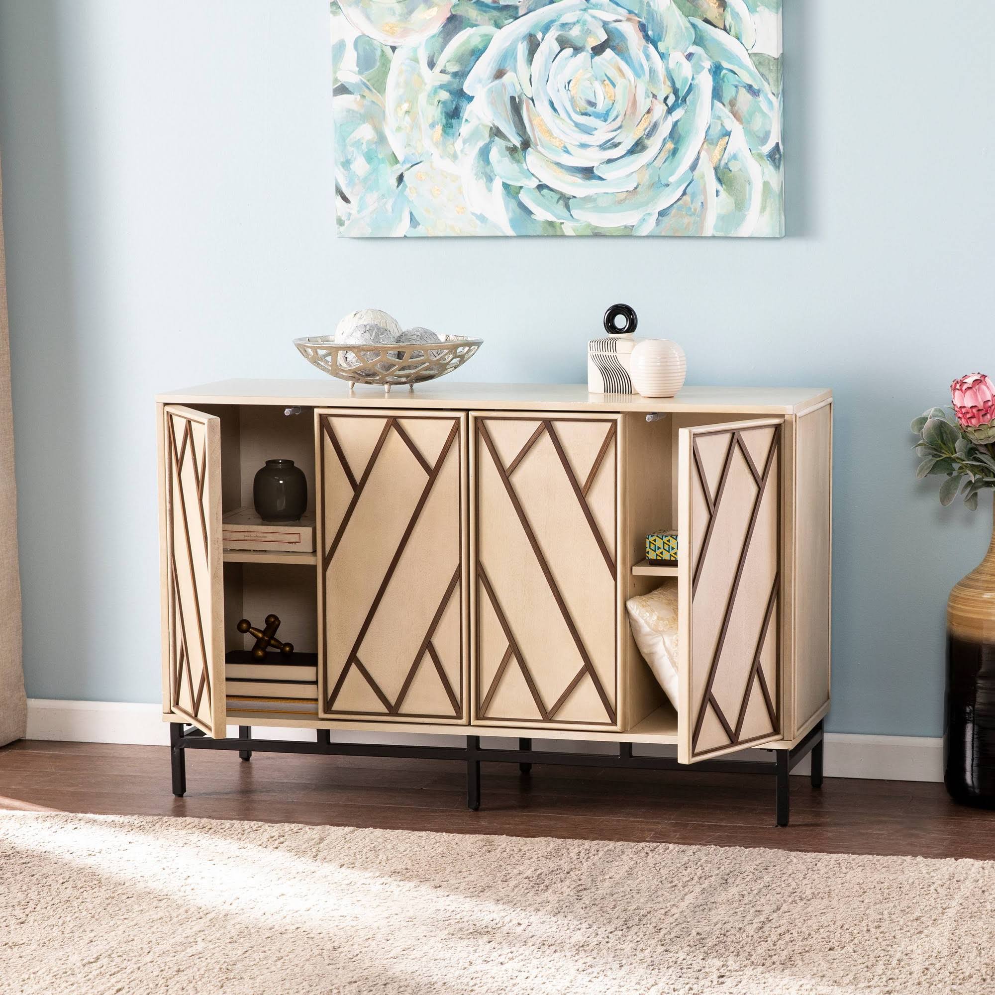 Maisas Art Deco Buffet Antique Cream/Black - Aiden Lane