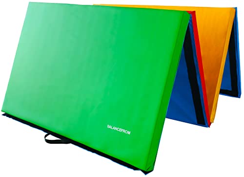 We Sell Mats 9 ft Folding Foam Balance Beam Bar and Signature Fitness Folding Exercise Mats, Gymnastics Equipment for Gymnast