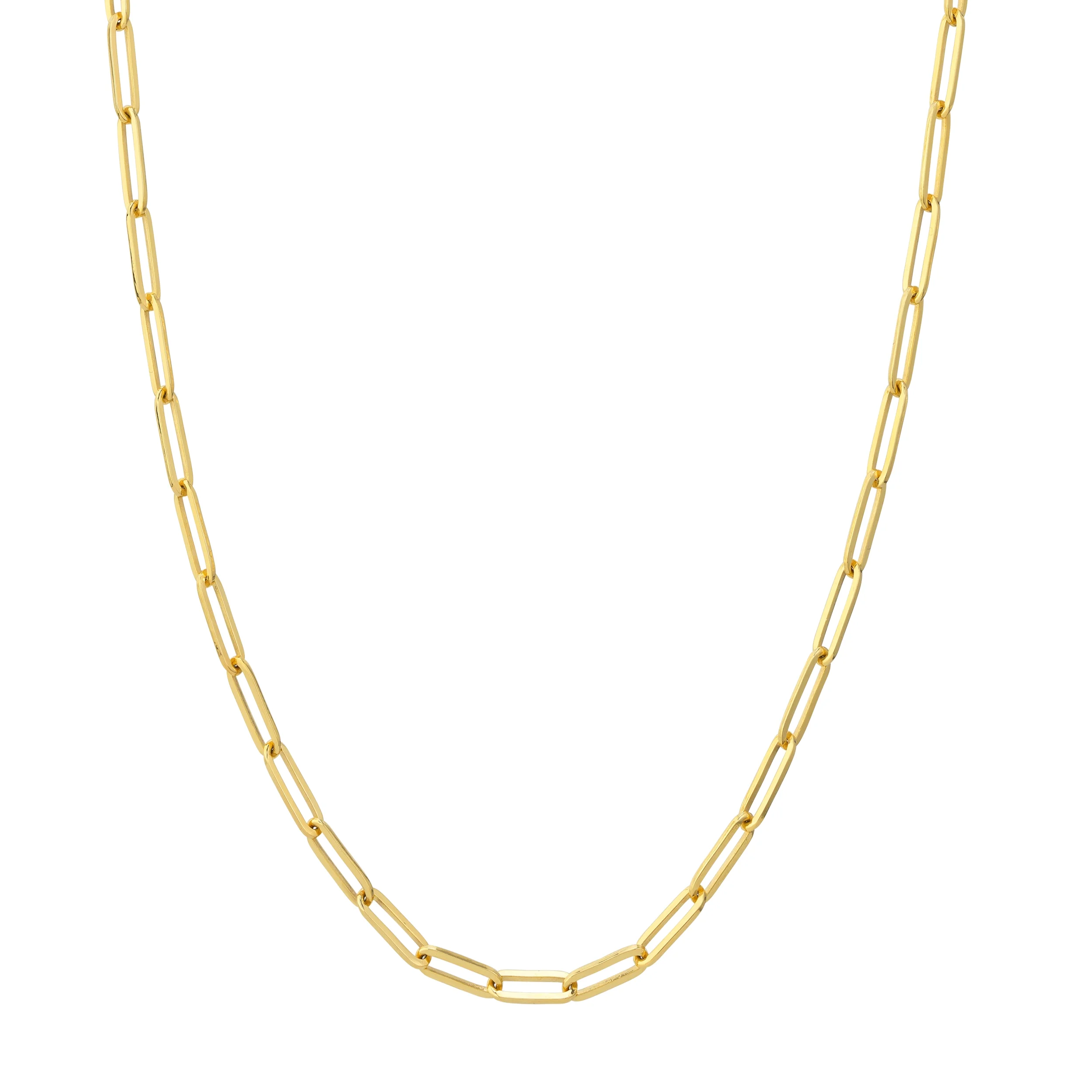 SZUL Women's 14K Solid Yellow Gold 3.80mm Paperclip Necklace - 16 Inch