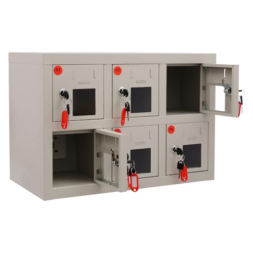 Cell Phone Locker 9 Bays Cell Mobile Phone Steel Locker with Charger Charging Station Cabinet and Key Lock for Classroom and Employees