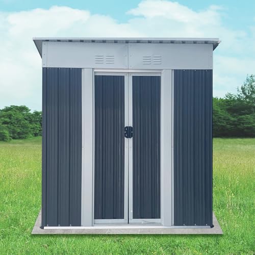 Aidek Outdoor Storage Shed, 5x3 FT Metal Garden Shed with Lockable Sliding Door & Vents